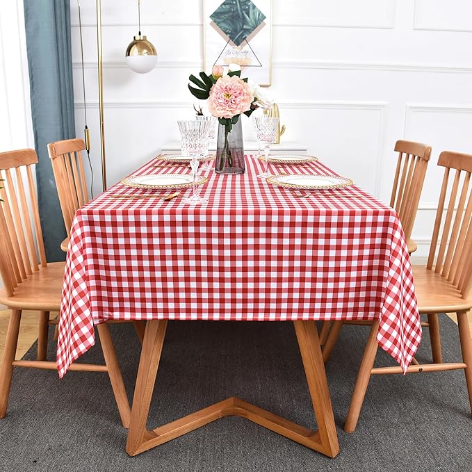 Classic Gingham Buffalo Tablecloth Fabric - Oblong 58x144 Inch Water Proof Checkered Table Cloth for Indoor Outdoor - Table Cover for Birthday, Picnics, BBQs, and Parties
