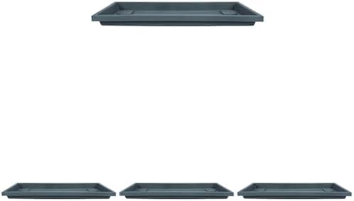 The HC Companies 23.5 Inch Venetian Rectangular Plant Saucer - Indoor Outdoor Plastic Plant Trays for Pots - 23.5"x7.5"x1.3" Warm Gray (Pack of 4)