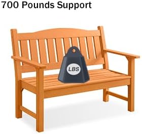 Psilvam 2-Person Outdoor Memorial Bench, All-Weather Poly Lumber Garden Bench, Rot-Resistant Outdoor Patio Bench for Park,Porch,and Church (Orange)