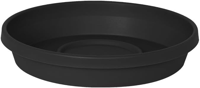 Bloem Terra Resin Saucer Tray: 4.75" Bottom Width - Black - Matte, Durable, Ribbed Bottom, Indoor and Outdoor, Fits 6" Terra Pots