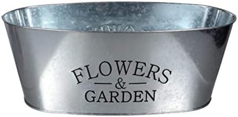 Flowers & Garden Galvanized Metal Oval-Shaped Planters, 10.5x5.5x4 in. - Set of 2