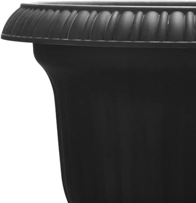 Southern Patio Large 14 Inch Outdoor Home Lightweight Resin Utopian Urn Flower Planter Pot for Entryways and Backyard Patios, Black