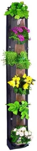 6 Pocket Vertical Grow Bag, Hanging Wall Garden Planter, Indoor Outdoor, Waterproof Reusable Breathable