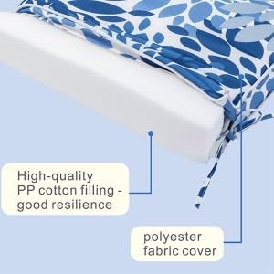 Outdoor Chair Cushions 19 x 19 Inch Set of 2 Water Resistant Seat Cushions with Ties, Outdoor Cushions for Patio Furniture with 3-Year Fade Resistant
