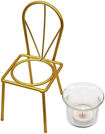 Iron Chair Candle Holder Gold Chair Shape Design Tea Light Candle Holder Mini Flower Planter Home Decor or Tabletop Candlestick Stand