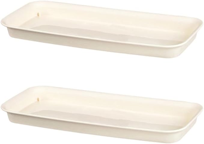 RCFINE 2Pcs Plant Saucers Rectangular Plastic Plant Drip Trays for Holding Water Drips and Soil, Indoors Outdoor Plant Trays Garden Supplies (Beige,S)