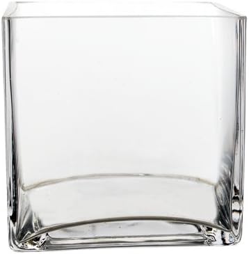 WGV Cube Glass Vase Bulk, Candle Holder, 4"x4"x4", Clear Elegant Floral Accent Container Planter Terrarium Storage for Wedding Party Ceremony Event Office Home Decor, 12 Pieces