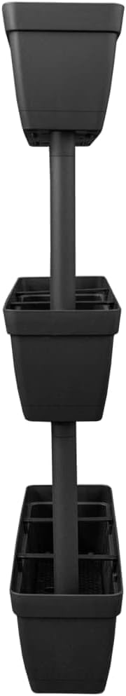 Stackable Garden Planter Set of 3 Boxes 39.4" Anthracite Color with Water Reservoir for Balcony Terrace DIY Expandable Design