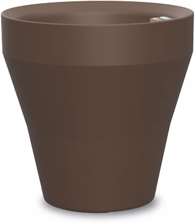 Crescent Garden TruDrop Rim Modern Self Watering Planter with Water Level Indicator, Indoor/Outdoor Weather-Safe Round Plant Pot, Grow Healthy Plants & Flowers - 22" W (Bark)