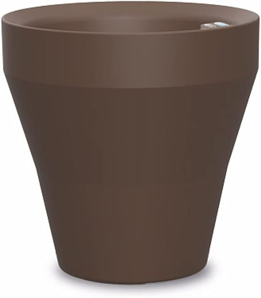 Crescent Garden TruDrop Rim Modern Self Watering Planter with Water Level Indicator, Indoor/Outdoor Weather-Safe Round Plant Pot, Grow Healthy Plants & Flowers - 22" W (Bark)