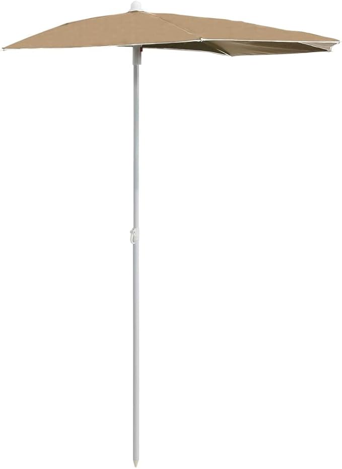 Garden Half Parasol with Pole,Sun Shade Umbrella,Outdoor Umbrellas,Patio Umbrella,Table Umbrella,Picnic Umbrella,for Patios,Gardens,Balconies,Decks, 70.9"x35.4" Sand
