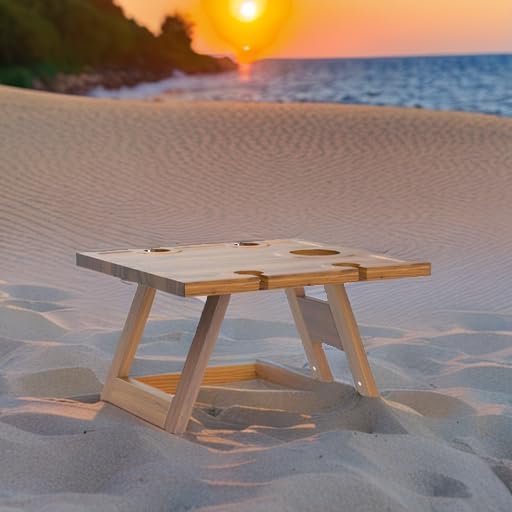 Portable Wine Picnic Table, Acacia Wood, Larger Tray Foldable, Charcuterie Board, Wine Gift, Decor for Romantic Camping, Engagement Party, Concerts, Glamping, Winter Adventure
