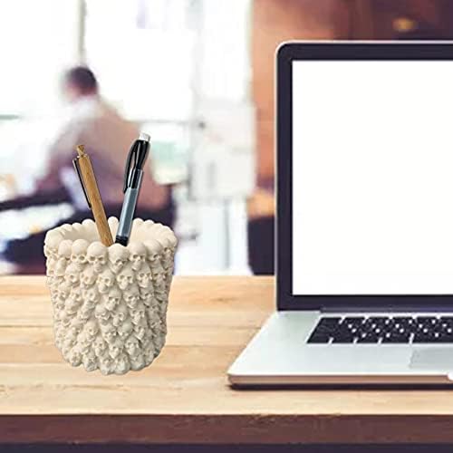 Skull Succulent Flower Pot Silicone Mold Concrete Planter Vase Cement Mold Plaster Epoxy Resin Pen Brush/Candle Holder Polymer Clay Mould (B)