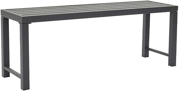Outdoor Metal Backless Bench, 46" Patio Garden Bench for Outdoor, All Wheather Outdoor Bench for Garden, Backyard, Porch, Grey