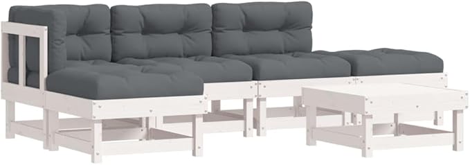 Garden Lounge Set White Garden Seating Ensemble Outdoor Furniture Set for Pond Deck