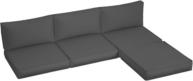 Amopatio Outdoor Patio Sofa Replacement Cushion Set – Waterproof Thick Seat Cushions，Machine-Washable Covers (Dark Grey)