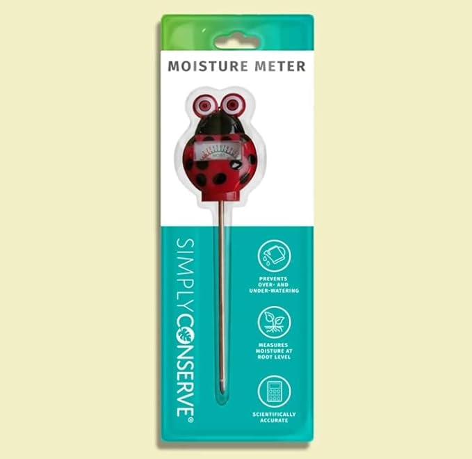 Simply Conserve AM Conservation Group Red Ladybug Indoor & Outdoor Soil Moisture Meter - Ladybug Themed Moisture Meter for Plants with Easy-to-Read Dial