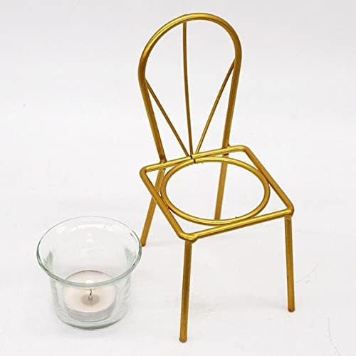 Iron Chair Candle Holder Gold Chair Shape Design Tea Light Candle Holder Mini Flower Planter Home Decor or Tabletop Candlestick Stand