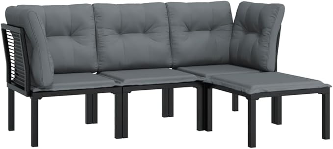 Garden Lounge Set Black and Dark Grey Outdoor Furniture Set Garden Seating Ensemble for Pond Backyard