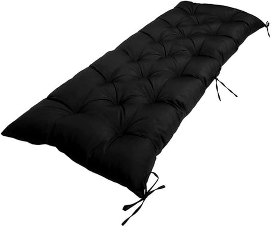 Srutirbo Waterproof Indoor/Outdoor Bench Cushion Garden Non-Slip Swing Chair Cushion, Loveseat Cushion for Patio Furniture Swing Wicker Garden Bench, Indoor Lounger Seat (Black, 47x19in)
