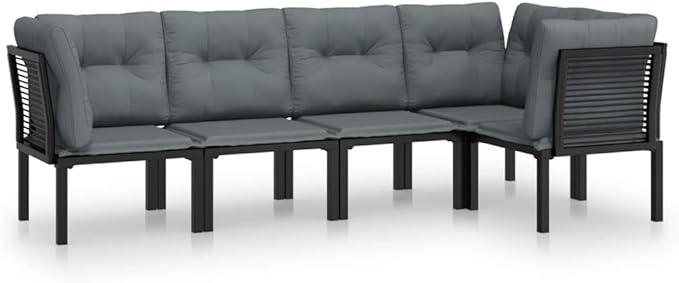Garden Lounge Set Black and Grey Outdoor Conversation Set Garden Seating Ensemble for Backyard Pond