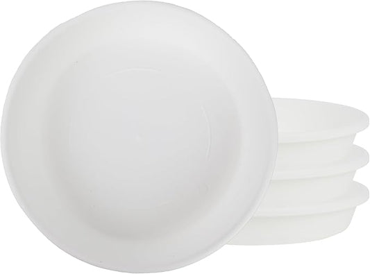 The HC Companies 10 Inch Classic Round Plant Saucer, Lightweight UV-Resistant Plastic Outdoor & Indoor Flower Pot Tray, 4-Pack Plant Pot Trays for Garden & Home Decor, White