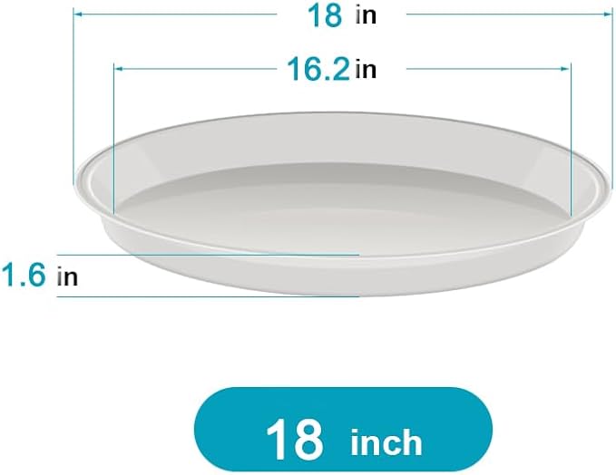 6 Pack of 18 inch Plant Saucer (16 Inch Base), Plant Saucer 18 Inch Round, Plant Trays for Pots, Plant Drip Tray, Plant Pot Saucers, Pot Saucer 18", Plant Saucers for Indoors (18", Clear)