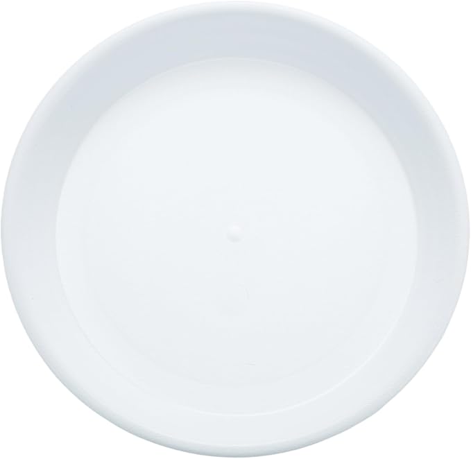 HARFINGTON Plastic Plant Saucer 6.1" Round Drip Trays Flower Pot Saucers Flower Base Bottom Drainage Tray for Indoors Outdoors Planters, Pearl White
