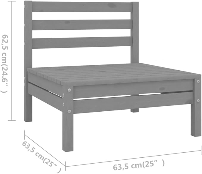 SKM 8 Piece Garden Lounge Set Solid Wood Pine Grey (Weight-65KG)-2986