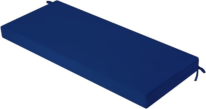 idee-home Outdoor Bench Cushion Waterproof, Bench Cushions for Outdoor Furniture, Patio Porch Swing Replacement Seat Pad with Ties for Garden Backyard, 48 x 18 Inch Navy Blue