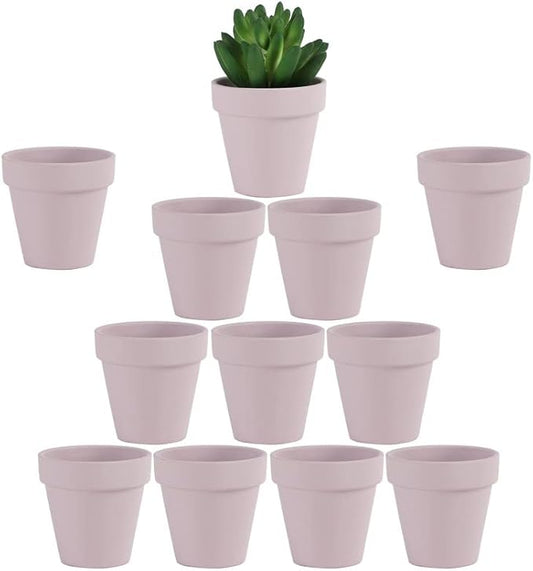 Yishang 2.5 inch Pink Terracotta Pots with Drainage Holes,Small Mini Clay Ceramic Pottery Planter,Cactus Flower Terra Cotta Pots,Succulents Nursery Pots for Indoor/Outdoor Plants,Crafts-12 Pack
