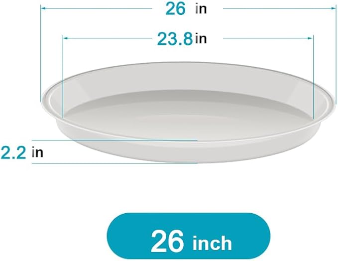 6 Pack of 25 inch Plant Saucer, Plant Tray 20 Inch Round, Plant Saucers for Indoors, Plant Trays for Pots, Flower Pot Saucers, Pot Saucers for Planter 19-26" (25", Black)