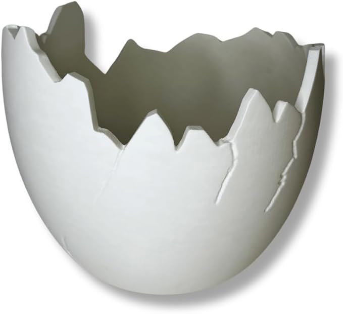 Chatelet Dinosaur Egg Shell Planter | Unique Dinosaur Tabletop Indoor or Outdoor Planter Pot | Flowers, Succulents, or Vegetable Pot | Made in USA (Large White)
