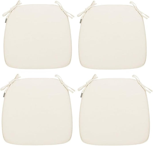 Magpie Fabrics 17"x16"x2" U-Shape Chair Cushions with Ties 4 Count, Outdoor Indoor Waterproof All Weather Seat Pads Decoration for Patio Garden Dining Office - Cream Beige