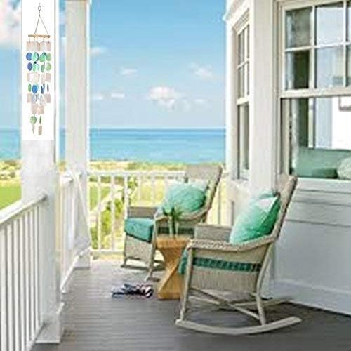 Bellaa 22906 Wind Chimes Outdoor, Garden Decorations, Musical, Indoor/Outside Windchimes, Gifts for Mom, Capiz Sea Glass Shells
