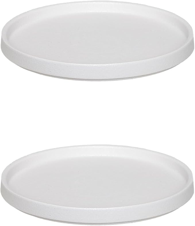 Ceramic Plant Saucer 5 Inch, 2 Pack Round Plant Saucers for Indoors/Outdoors, Flower Pot Saucers for Holding Water Drips and Soil, Ceramic Drainage Tray for Plant Pot(Frosted White)