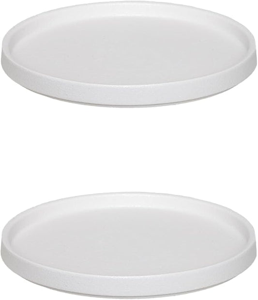 Ceramic Plant Saucer 5 Inch, 2 Pack Round Plant Saucers for Indoors/Outdoors, Flower Pot Saucers for Holding Water Drips and Soil, Ceramic Drainage Tray for Plant Pot(Frosted White)