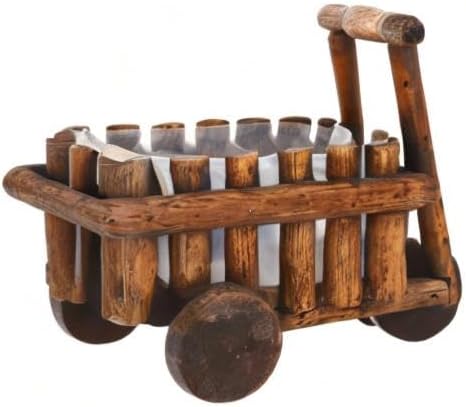 YARNOW Desktop Decor Country Flower Pot Garden Cart Stand Wooden Flower Pot Wood Flower Cart Decorative Tabletop Planter Wooden Flowerpot Wedding Decor Station Wagon Wheelbarrow Bamboo