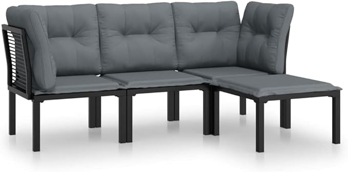 Garden Lounge Set Black and Dark Grey Outdoor Furniture Set Garden Seating Ensemble for Pond Backyard