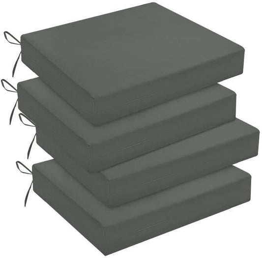 downluxe Outdoor Chair Cushions Set of 4 for Patio Furniture, Water-Resistant Square Corner Patio Chair Cushions with Ties, High Density Foam Outdoor Seat Cushion, 18.5" X 16" X 3", Dark Grey