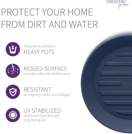 Crescent Garden Universal Round Planter Saucer, Heavy Duty Drainage Dish for Plant Pots, Extra Large Plant Dishes Saucer, Indoor & Outdoor Plant Tray - Midnight Blue (23" Inner, 25.5" Outer Diameter)