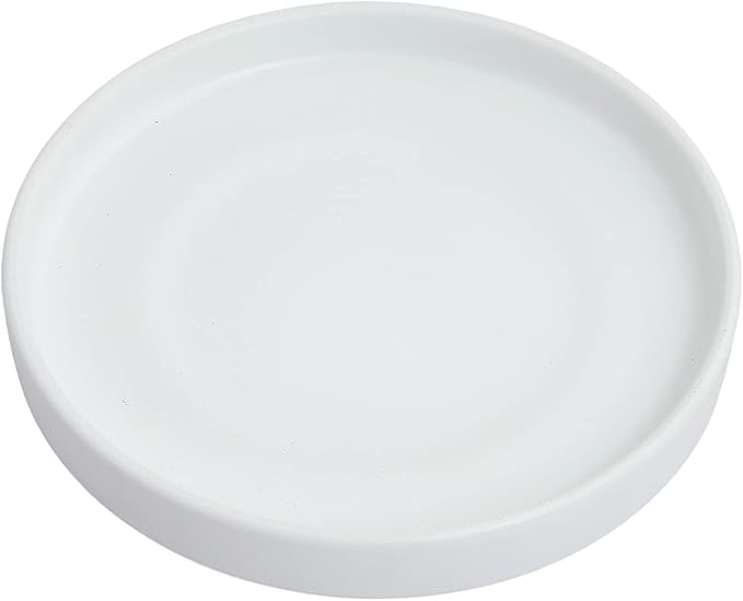 12 Inch Large Ceramic Saucer - Ceramic Drainage Tray for Plant Pot (Matte White)