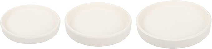 3 Pack Planter Saucers - Ceramic Plant Tray Flower Pot Drip Trays Round Apply to Outdoor/Garden (4/5/6inch, Beige)