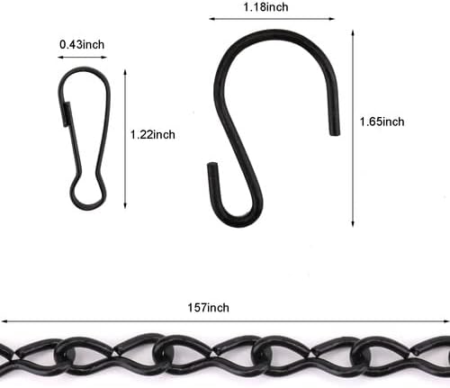 Suwimut 157 Inch Hanging Chains, Black Metal Hanging Chain with 30 S Hooks and 30 Clips for Bird Feeders, Birdbaths, Planters, Wind Chimes, Lanterns, Grow Lights and Ornaments, Outdoor Indoor Use