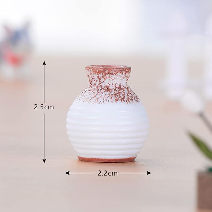 10pcs Miniature Tiny Resin Flower Pots Decor, Mini Flower Pot Decoration for Dollhouse Dining Room Accessories Mini Garden Plants DIY Desktop Windowsill Decor