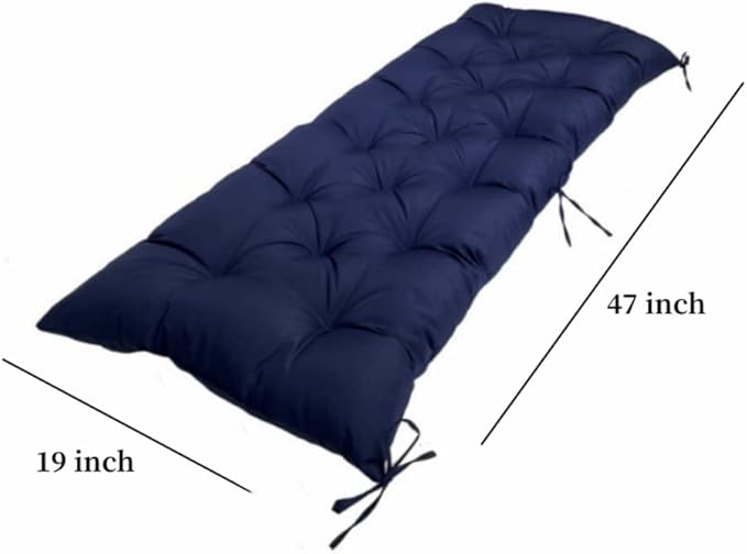 Srutirbo Waterproof Indoor/Outdoor Bench Cushion Garden Non-Slip Swing Chair Cushion, Loveseat Cushion for Patio Furniture Swing Wicker Garden Bench, Indoor Lounger Seat (Navy, 47x19in)