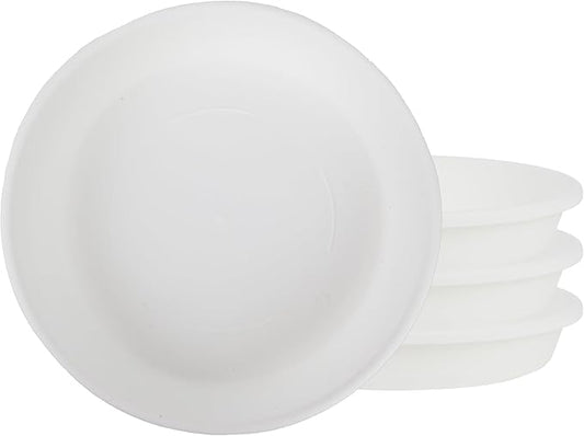 The HC Companies 6 Inch Classic Round Plant Saucer, Lightweight UV-Resistant Plastic Outdoor & Indoor Flower Pot Tray, 4-Pack Plant Pot Trays for Garden & Home Decor, White