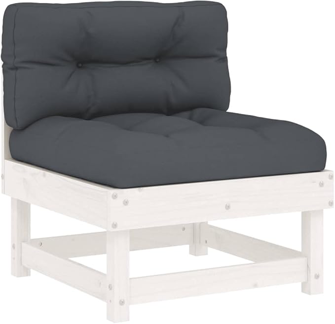 Garden Lounge Set White Solid Pine Wood, Oxford Fabric Large Outdoor Seating Set Garden Seating Ensemble for Backyard Pond