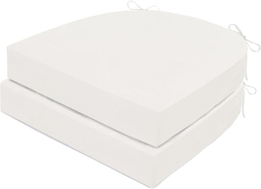 Outdoor Chair Cushions Set of 2, Waterproof Foam Patio Seat Cushions with Ties for Garden Sofa & Dining Furniture, 3-Year Color Fastness, 18x18x3 Inch, Beige