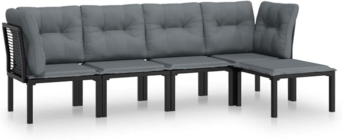 Garden Lounge Set Black and Dark Grey Outdoor Furniture Set Garden Seating Ensemble for Backyard Pond